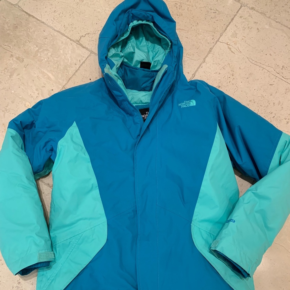 The North Face Kids Teal & Aqua Hooded Puffer Jacket
